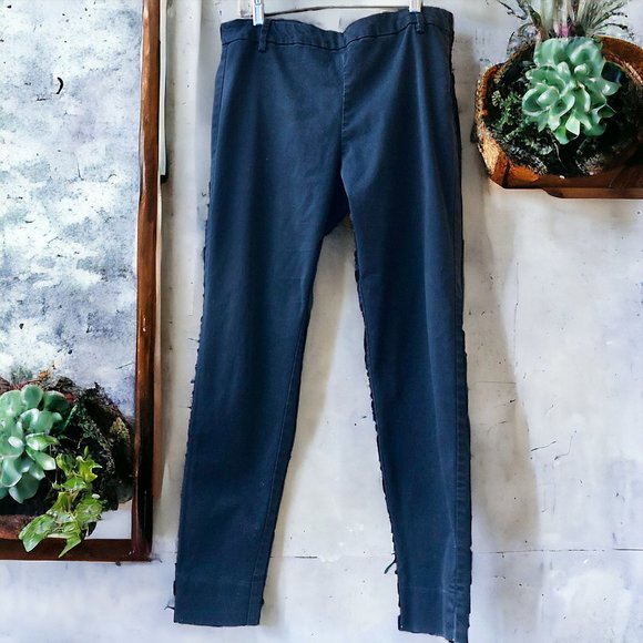 H&M Black Casual Chino Pants Side Zip Womens 8 - Picture 1 of 11